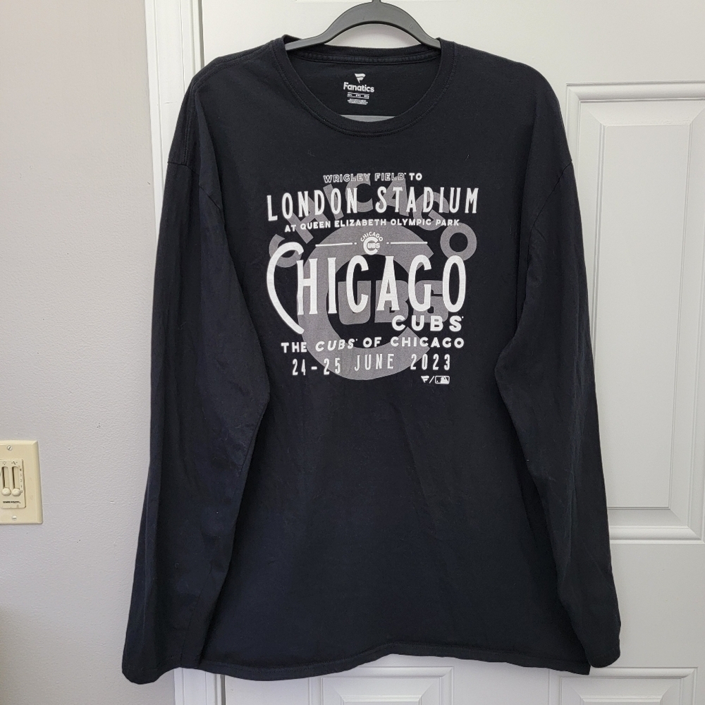 Fanatics Chicago Cubs MLB World Tour London Series 2023 Black Long Sleeve T 2XL